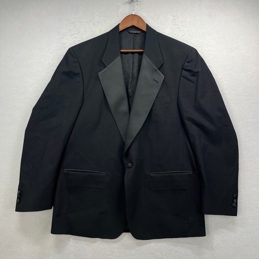 Christian Dior Tuxedo Jacket Mens 44R Black Monsieur Wool Peak Lapel Vintage USA